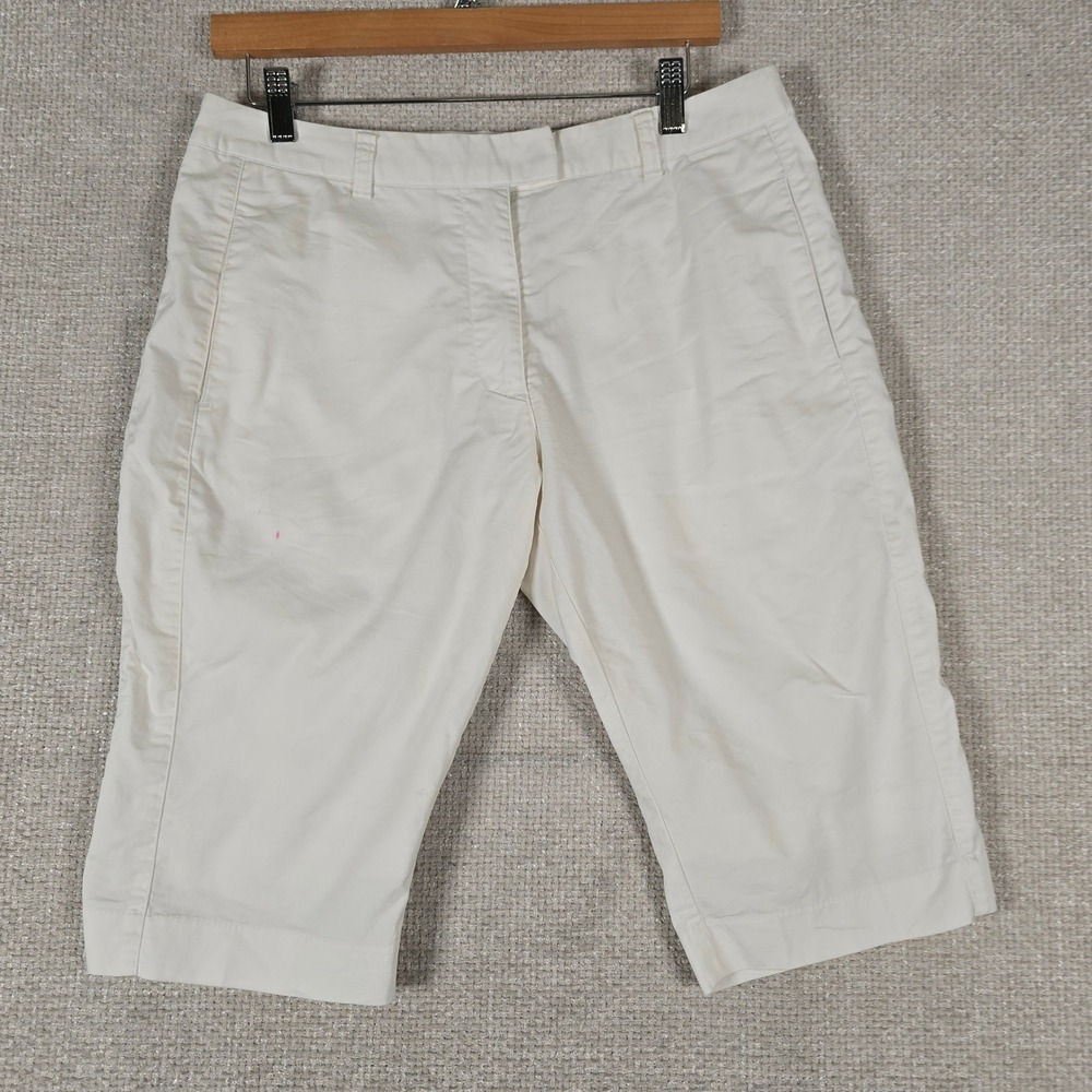 Adidas Womens White Stretch‎ Cotton Bermuda Shorts Size 8 Golf Casual